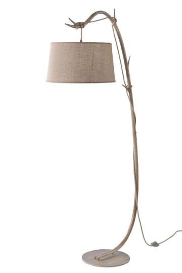 Mantra Sabina Floor Lamp 182cm 1 x E27 (Max 40W) Imitation Wood Linen Shade Item Weight: 18.2kg