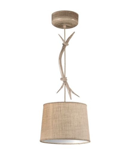 Mantra Sabina Pendant 30cm Round 1 x E27 (Max 20W) Imitation Wood Linen Shade