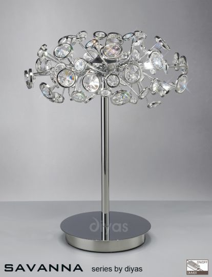 Diyas Lighting IL31401 - Savanna Table Lamp 3 Light Polished Chrome/Crystal
