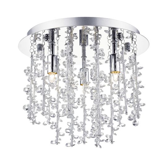 Dar Lighting Sestina 3 Light G9 Flush With Decorative Rods and Crystal Beads SES5250