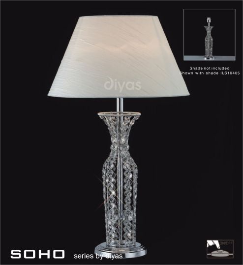Diyas Lighting IL30421 - Soho Table Lamp Without Shade Tall 1 Light Polished Chrome/Crystal