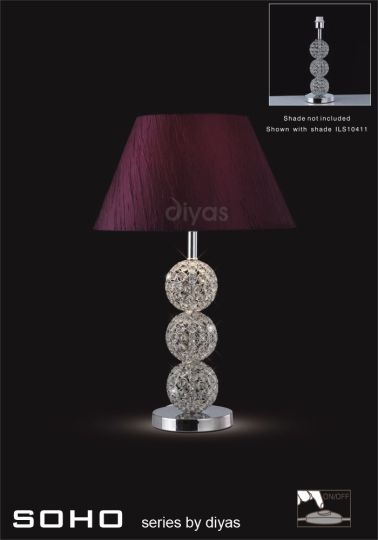 Diyas Lighting IL30422 - Soho Table Lamp Without Shade Short 1 Light Polished Chrome/Crystal
