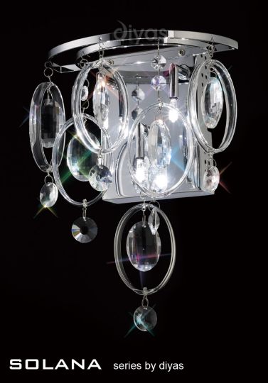 Diyas Lighting IL31350 - Solana Wall Lamp 3 Light Polished Chrome/Crystal