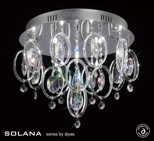 Diyas Lighting IL31351 - Solana Ceiling 9 Light Polished Chrome/Crystal