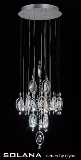 Diyas Lighting IL31353 - Solana Pendant 9 Light Polished Chrome/Crystal