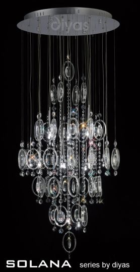 Diyas Lighting IL31354 - Solana Pendant 18 Light Polished Chrome/Crystal