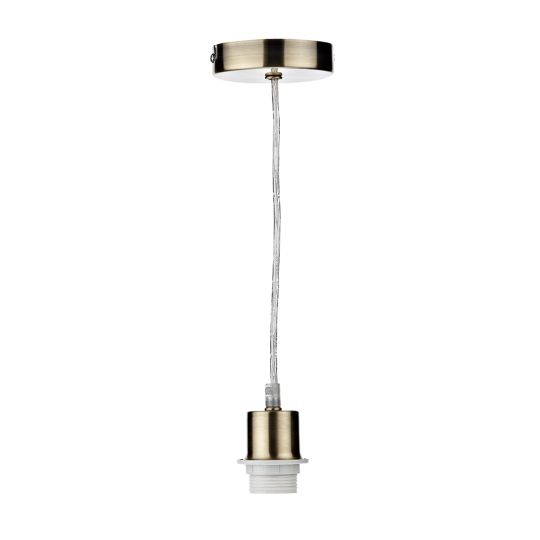 Dar Lighting 1 Light Antique Brass E27 Suspension With Clear Cable SP67