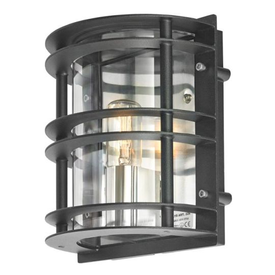 Norlys Stockholm 1 Light Flush Light - Black With Clear Glass