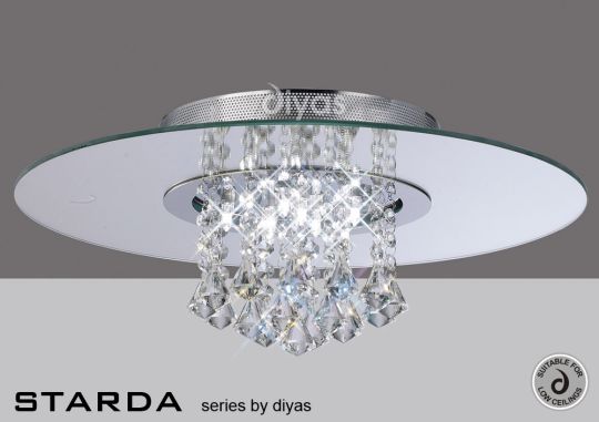 Diyas Lighting IL31007 - Starda Ceiling Round 8 Light Polished Chrome/Crystal