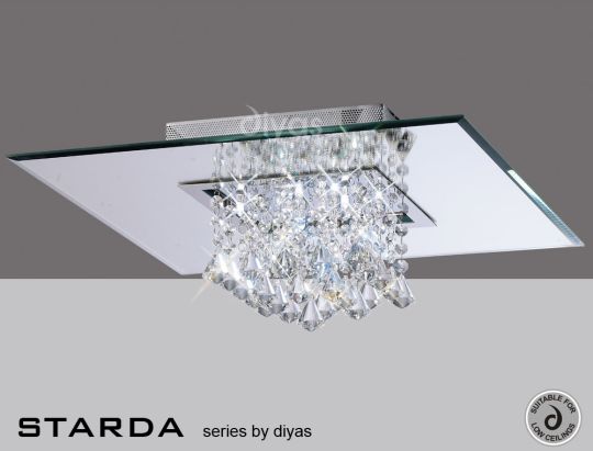 Diyas Lighting IL31008 - Starda Ceiling Square 8 Light Polished Chrome/Crystal