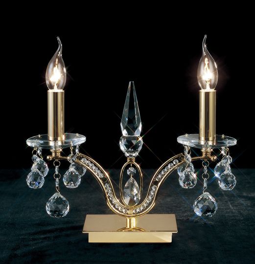 Diyas IL30050 Tara Table Lamp 2 Light French Gold/Crystal