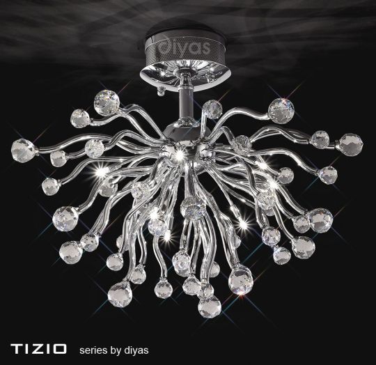 Diyas Lighting IL30870 - Tizio Ceiling 10 Light Polished Chrome/Crystal