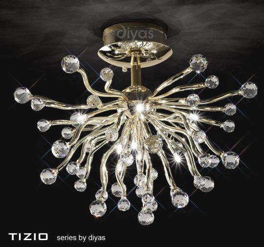 Diyas Lighting IL30875 - Tizio Ceiling 10 Light French Gold/Crystal