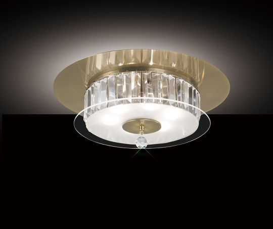 Diyas IL30244 Tosca Ceiling Round 6 Light Antique Brass/Glass/Crystal