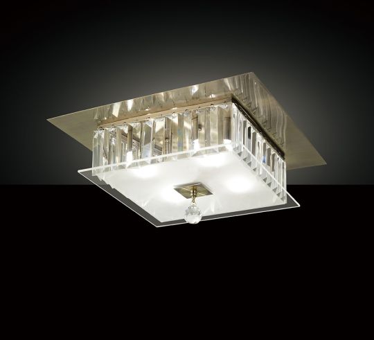 Diyas IL30247 Tosca Ceiling Square 4 Light Antique Brass/Glass/Crystal