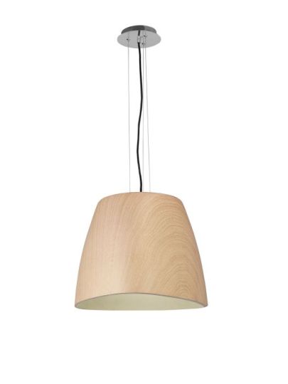 Mantra Triangle Pendant Large 1 Light E27 Beech/Polished Chrome