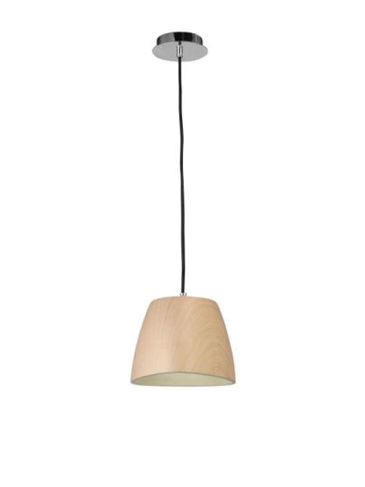 Mantra Triangle Pendant Small 1 Light E27 Beech/Polished Chrome