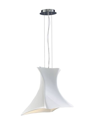 Mantra Twist Pendant 1 Light E27 Gloss White/Polished Chrome