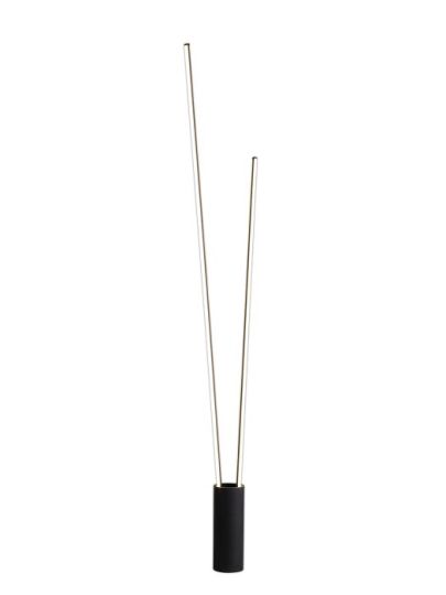 Mantra Vertical 2 Light Floor Lamp 44W LED 3000K 2600lm Dimmable Black 3yrs Warranty