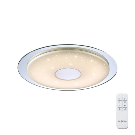 Mantra Virgin Flush 45cm Round 18W LED 2700-6500K 1680lm Remote Silver/Frosted Acrylic/Polished Chrome 3yrs Warranty