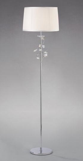 Diyas IL31214 Willow Floor Lamp With White Shade 1 Light Polished Chrome/Crystal