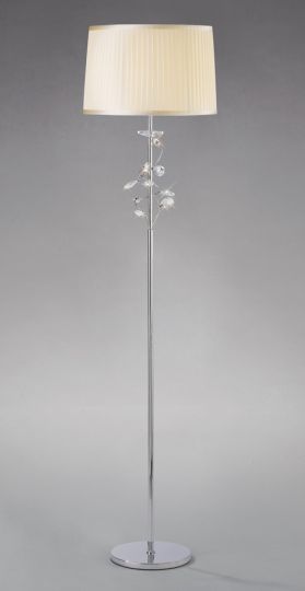 Diyas IL31214/CR Willow Floor Lamp With Cream Shade 1 Light Polished Chrome/Crystal