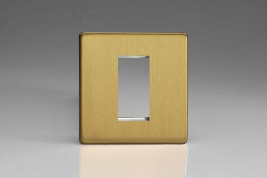 VARILIGHT Lighting - SINGLE SIZE DATA GRID FACE PLATE FOR 1 DATA MODULE WIDTH DIMENSION SCREWLESS BRUSHED BRASS - XDBG1S