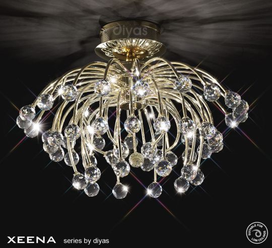 Diyas Lighting IL30840 - Xeena Ceiling 10 Light French Gold/Crystal