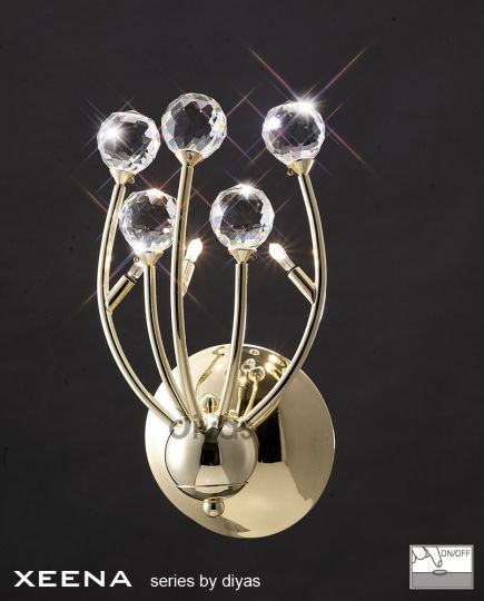 Diyas Lighting IL30841 - Xeena Wall Lamp Switched 3 Light French Gold/Crystal