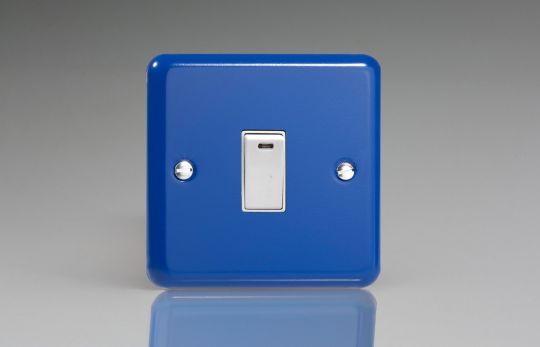 Varilight Reflex Blue 1-Gang 20A Double Pole Rocker Switch + Neon Indicator Light (XY20NW.RB)