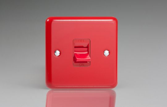 Varilight Pillar Box Red 45A Cooker Switch (Single Plate, Red Rocker) (XY45S.PR)