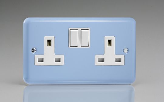 Varilight Duck Egg Blue 2-Gang 13A Double Pole Switched Socket (XY5W.DB)