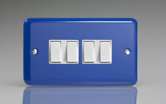 Varilight Reflex Blue 4-Gang 10A 1- or 2-Way Rocker Switch (Twin Plate) (XY9W.RB)