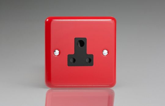 Varilight Pillar Box Red 1-Gang 5A Round Pin Socket  (XYRP5AB.PR)