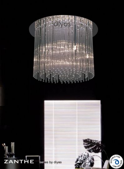 Diyas Lighting IL30013 - Zanthe Ceiling Round 10 Light Polished Chrome/Clear Glass