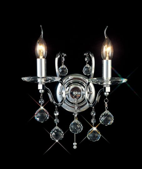 Diyas IL30122 Zinta Wall Lamp Switched 2 Light Switched Polished Chrome/Crystal