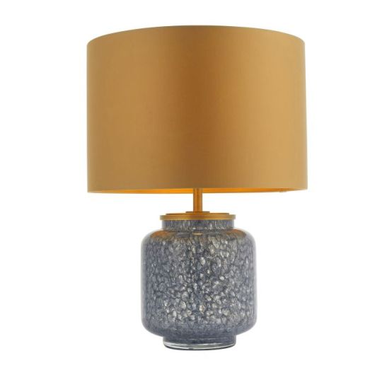 Blackstone Irisflare 1 lt 485mm x 360mm Complete Table Light Finished In Cobalt Glass & Gold Satin Fabric