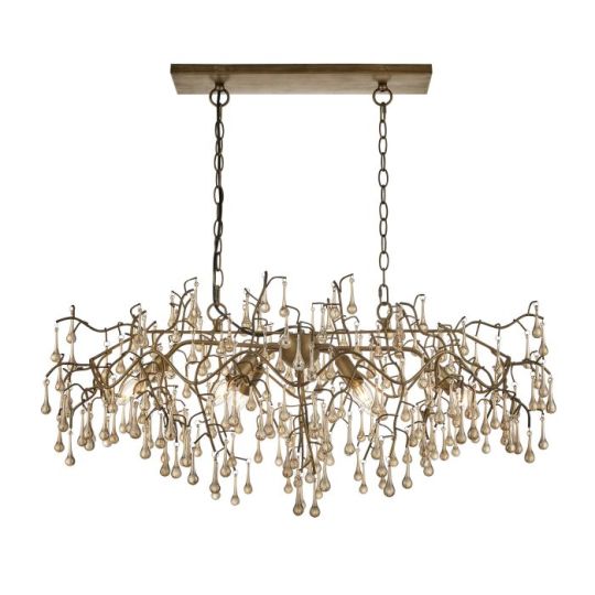 Blackstone Aurorawave 6 lt 510-1920mm x 960mm x 600mm Multi Arm Lamp Pendant Light Finished In Aged Gold Paint & Champagne Lustre Glass