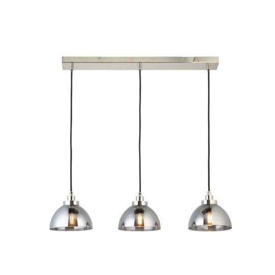 Endon Caspa 3lt Pendant in Bright Nickel Plate & Mirrored Glass