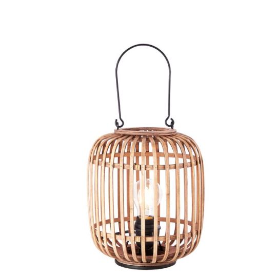 Mathias Table Lamp in Natural Bamboo, Plywood Finish & Matt Black Paint Shade