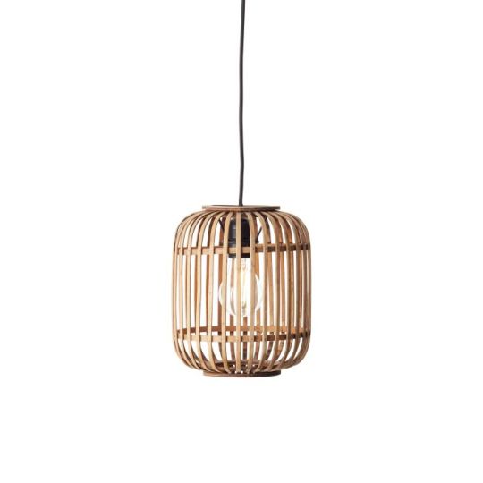 Mathias Pendant in Natural Bamboo, Plywood Finish & Matt Black Paint Shade