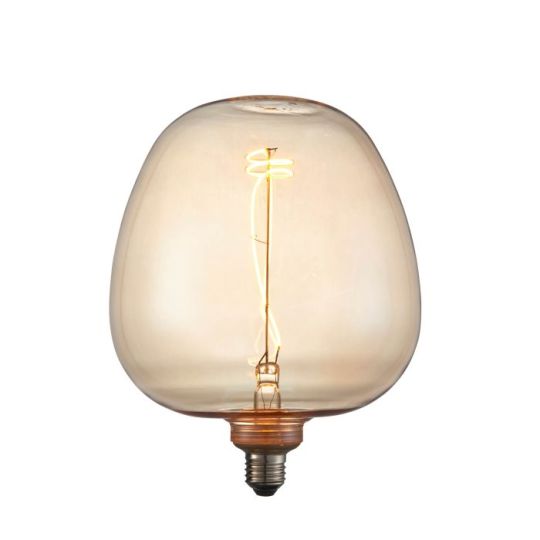 Swirl E27 Filament in Amber Glass Shade