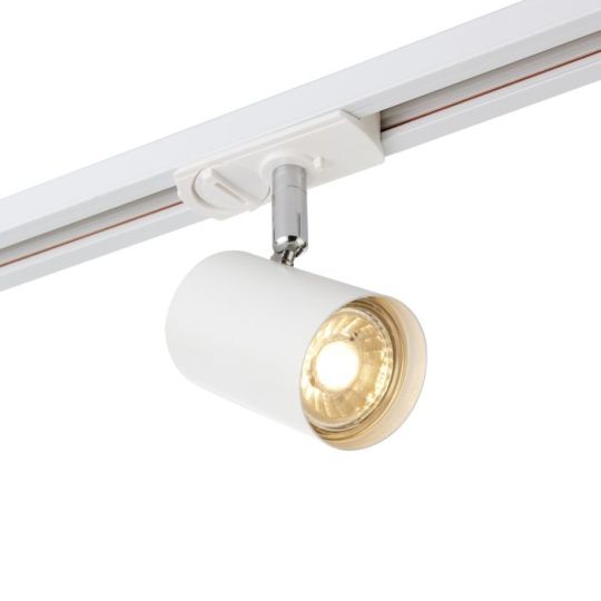 Saxby Arezzo Track Head White 7W in Matt White Paint & Chrome Effect Plate