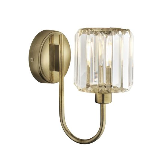 Berenice Wall Light in Antique Brass Plate & Clear Glass Shade