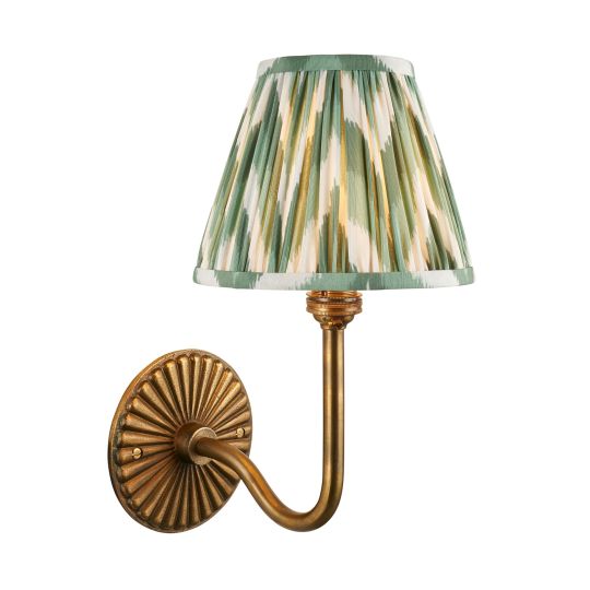 Endon Dahlia Swan & Zigzag 16cm Wall in Antique Brass & Cotswold Green Fabric