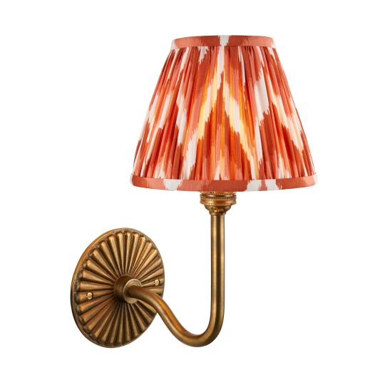 Endon Dahlia Swan & Zigzag 16cm Wall in Antique Brass & Apricot Orange Fabric