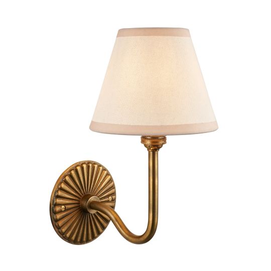 Endon Dahlia Swan & Ivy 16cm Wall in Antique Brass & Vintage White Fabric