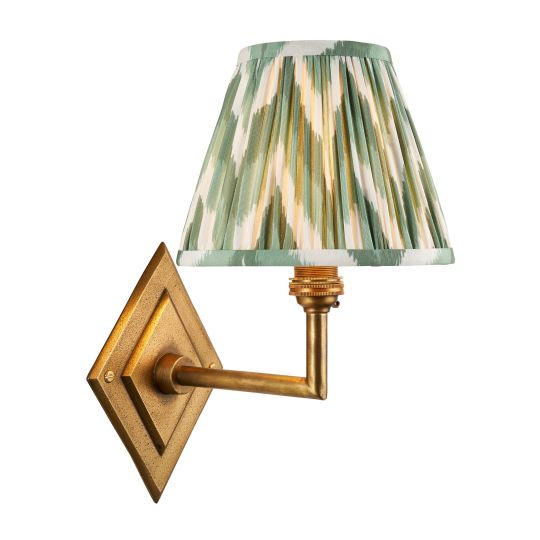 Endon Diamond Angle & Zigzag 16cm Wall in Antique Brass & Cotswold Green Fabric