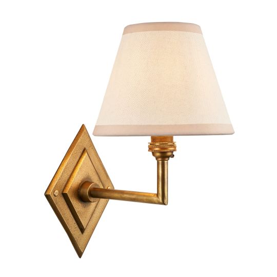 Endon Diamond Angle & Ivy 16cm Wall in Antique Brass & Vintage White Fabric