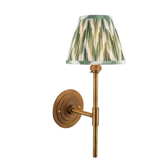 Endon Halo Tall & Zigzag 16cm Wall in Antique Brass & Cotswold Green Fabric